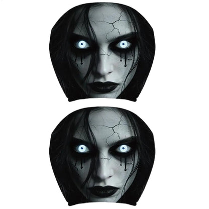 2pcs Scary Headrest Cover Halloween Decoration Accessories Hilarious Car Headrest Protector for Men Women Family Friends