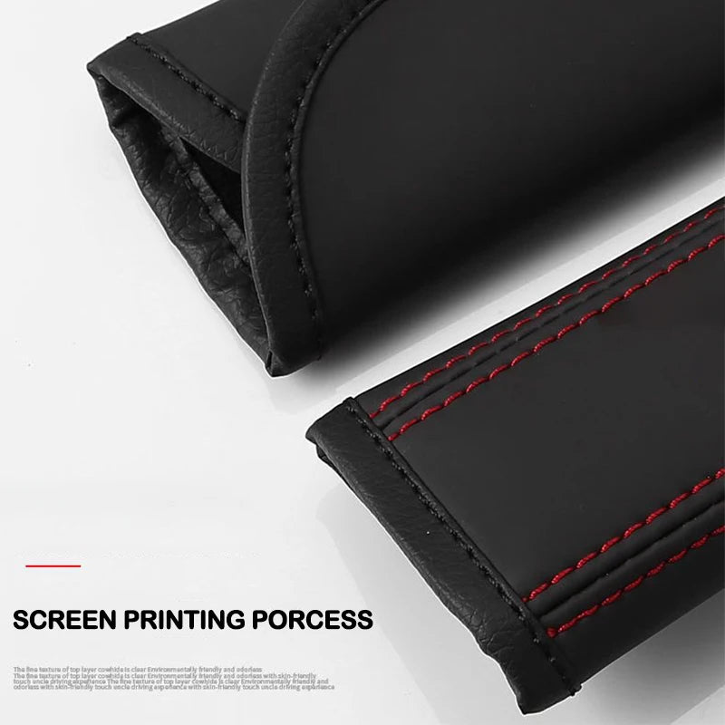 2Pcs Car Seat Belt Leather Safety Belt Shoulder Covers Interior For Fiat 500 500L 500S 500X 500C 500E 500L 500S 500X 500C 500E