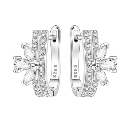 Orstarry Original 925 Sterling Silver Minimally Design Blue Zircon Earrings Women Hoop Earring Anniversary Jewelry Gifts