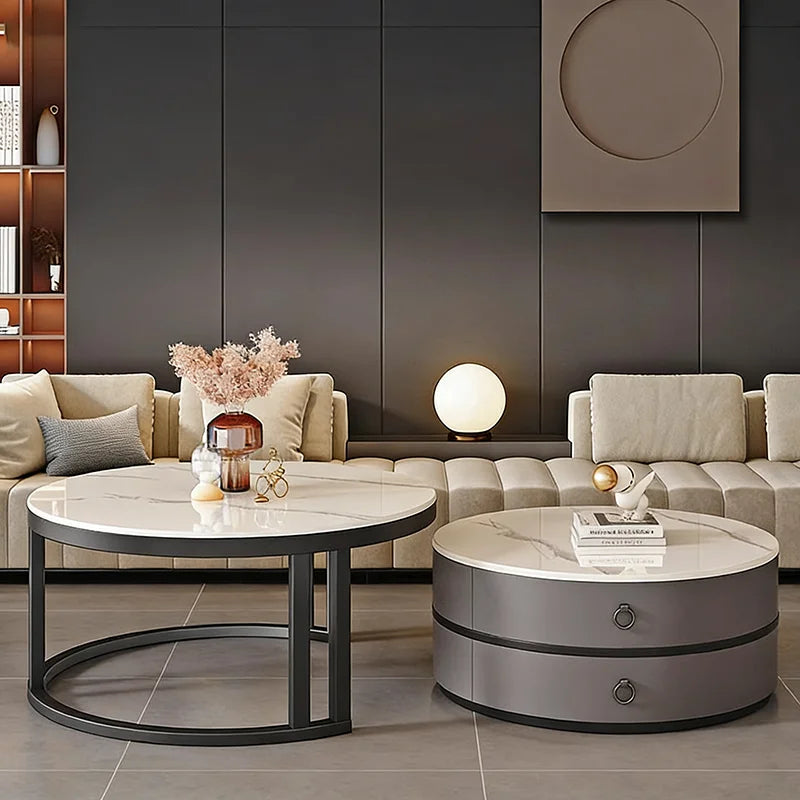 European Elegant Coffee Tables Multifunction Trendy Modern Minimalist Coffee Tables With Drawers Storage Mesa Centro Furniture