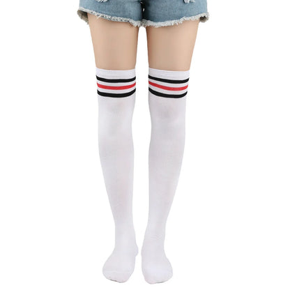 Women Jk Stockings Halloween Party Cosplay Socks Over Knee Thigh Socks Warm Stocking Women Boot Sock Triple Stripe Long Socks