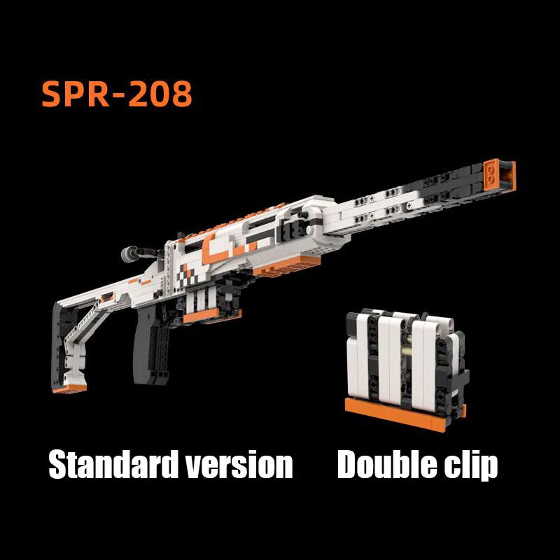 1500PCS Technical SPR-208 Shooting Rifle Building Blocks MOC Technical Can Shoot Projectile Shells Assemble Bricks Toy Gift