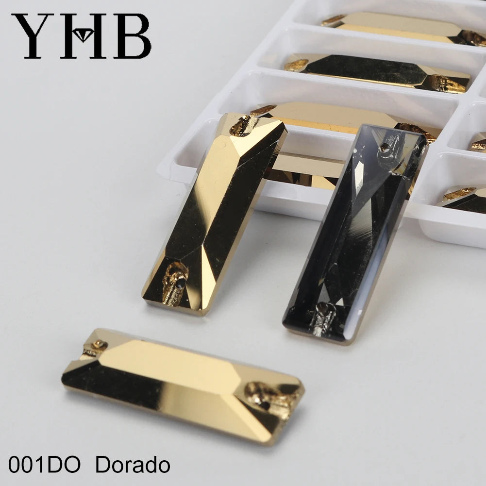 YHB Top Quality Cosmic Baguetee Glass Crystal AB Moonlight Sewing Stones Flatback Sew on Rhinestones For Garment Clothes Bags