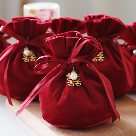 10/30/50 Pcs Velvet Drawstring Bag Jewelry Green Ribbon Storage Pouches for Wedding Party Candy Gift Packaging Bag Home Supplies