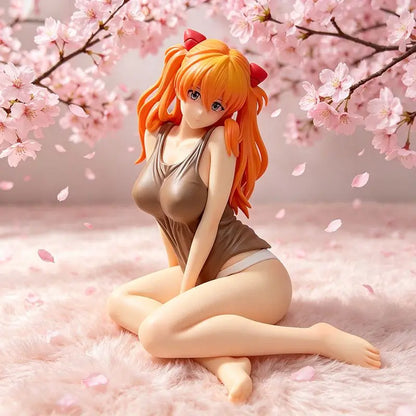 Anime Action Figure Collectible Asuka Langley Soryu Casual Loungewear Sitting Pose Model Desktop Decoration Gift For Anime Fans