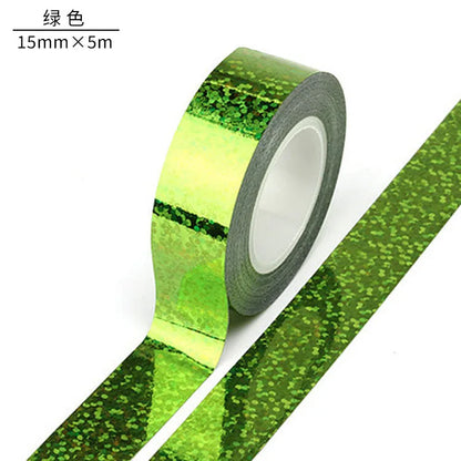 5M Laser Pattern Tape Blue Green Silver Creative Color Basic DIY Bookkeeping Decorative Material Stickers Handmade Tape