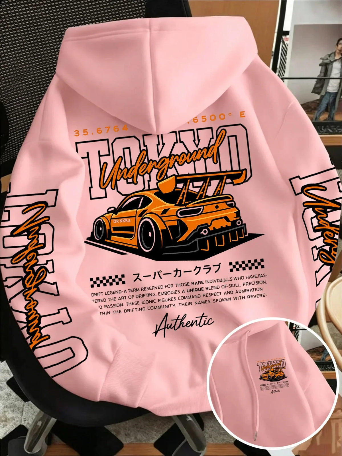 Tokyo JDM Race Car Hoodie Unisex Oversized Double Sided Print Hip Hop Streetwear Pullover Sweatshirt Car Enthusiast Autumn