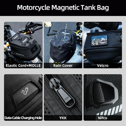 Rhinowalk Motorcycle Tank Bag Quick-Release Magnetic Waterproof Anti-Theft Riding Travel Luggage Case Shoulder Bag Accessories