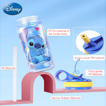 Disney Stitch Portable Water Cup Reusable Travel Tumbler Cute Cartoon Drinking Cup Leakproof Lightweight Drinkware School Gift