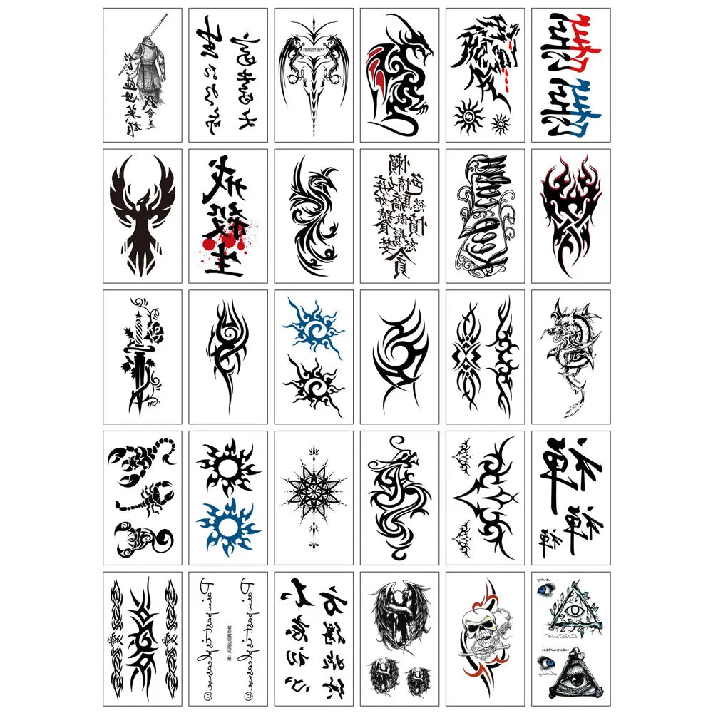 30 Sheets Small Fake Tattoos for Men Women Waterproof Spider Skull Snake Animal Temporary Tattoos for Hand Arm Body Decor