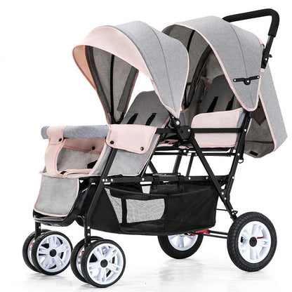 Top Selling lightweight twin baby stroller, poussette double baby stroller can sit and lie down,high quality stroller for 0-36m