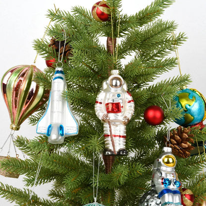 Christmas Decorations Creative Glass Painted Ornaments Astronaut Hot Air Balloon Globe Small Pendants Christmas Tree Hanging Decorations