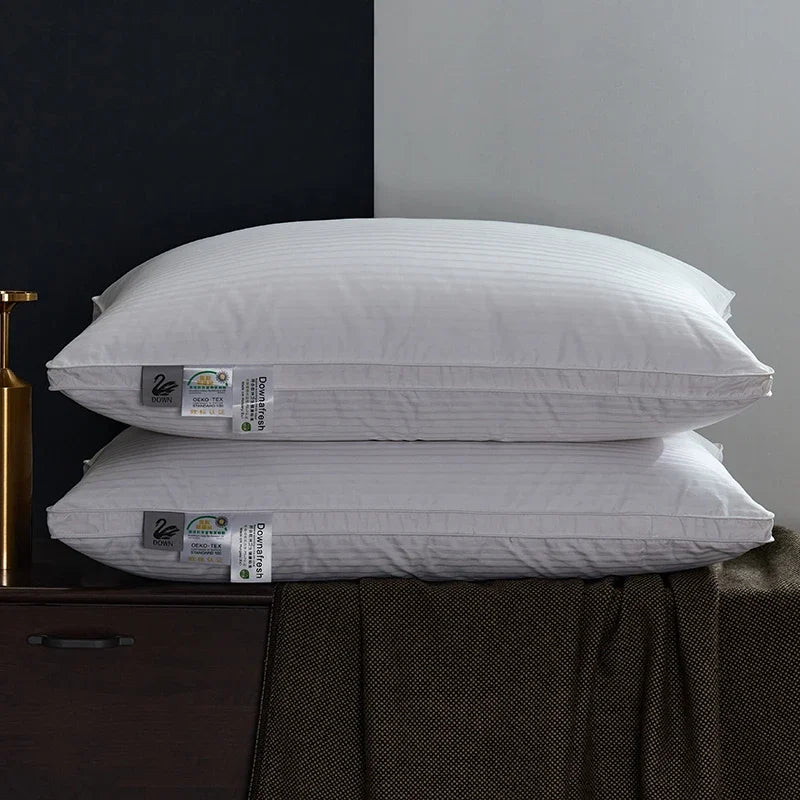 5 Star Hotel Quality Goose down Pillow with 3D Neck Support Slow Rebound 100% Cotton Fabric for Comfortable Sleep