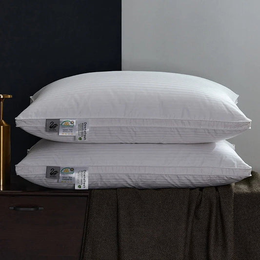 5 Star Hotel Quality Goose down Pillow with 3D Neck Support Slow Rebound 100% Cotton Fabric for Comfortable Sleep