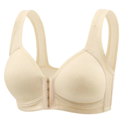 FallSweet Wire-Free Front Closure Bra for Women Seamless Full Coverage Bra Fixed Cups Large Size Comfort Underwear Mom Lingeries