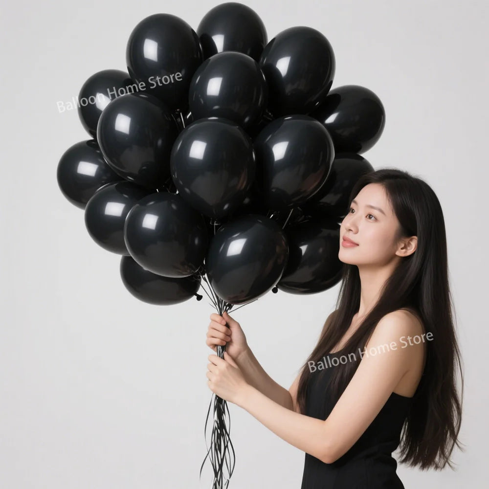 5/10/12/18 Inch Black White Round Matte Latex Balloon Birthday Party Banquet Wedding Baby Bathing Activities Decorative Balloon