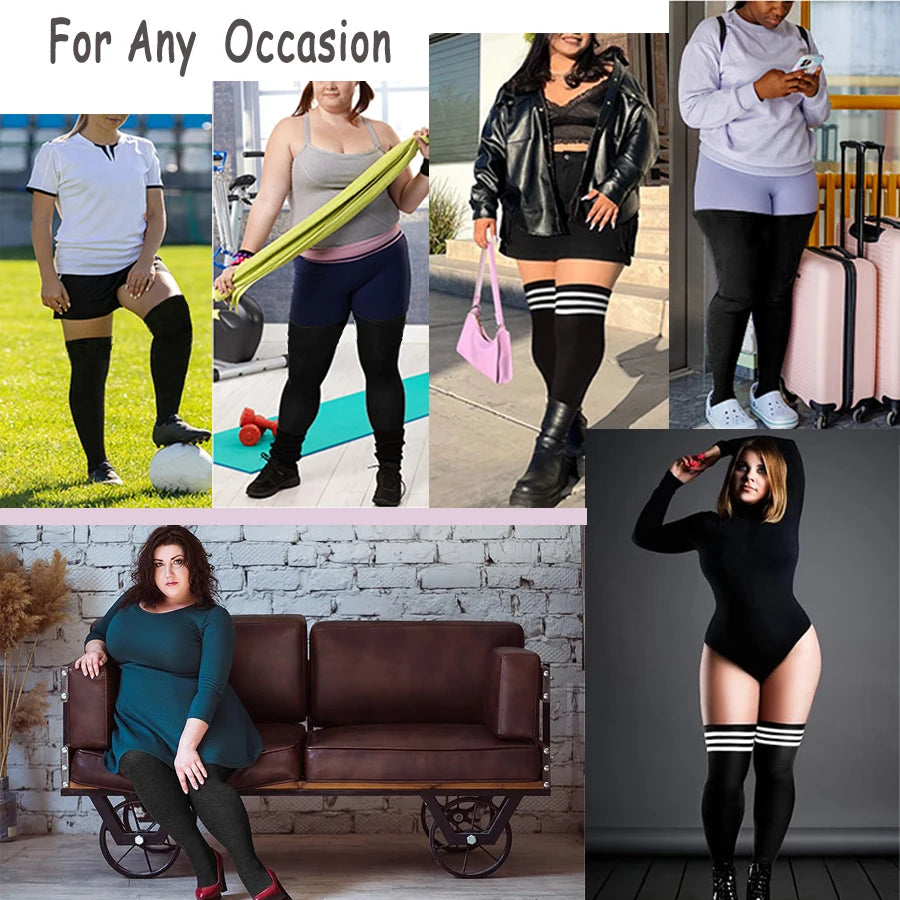 1 Pair Plus Size Thigh High  Compression Socks Up To 200lb Striped Over Knee Long Boot Stockings  Leg Warmers for Cosplay,Sports