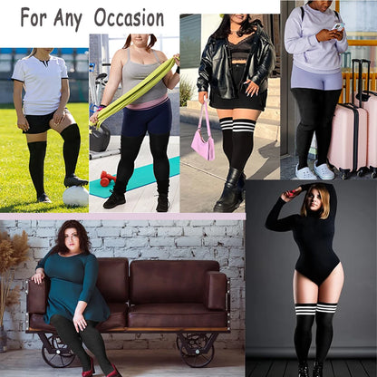 1 Pair Plus Size Thigh High  Compression Socks Up To 200lb Striped Over Knee Long Boot Stockings  Leg Warmers for Cosplay,Sports