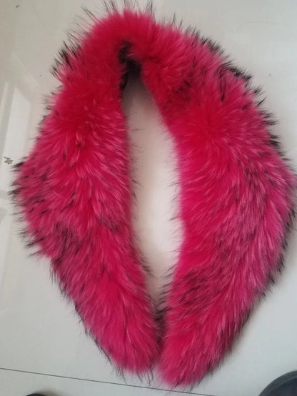 Real Raccoon Fur Collar Women Natural Fur Scarf  Winter Large Size Warm Wraps  Furry Fur Scarves for Coat Jackets Collars