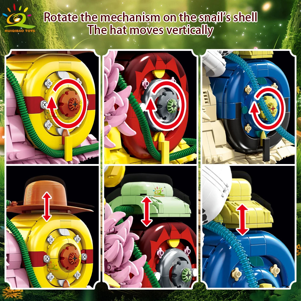 HUIQIBAO MOC Snail Insect Model Building Block Phone Bug Series Bricks Set Construction Toy For Children Desk Home Decoration
