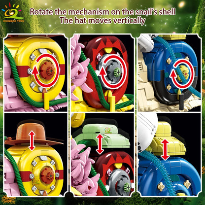 HUIQIBAO MOC Snail Insect Model Building Block Phone Bug Series Bricks Set Construction Toy For Children Desk Home Decoration