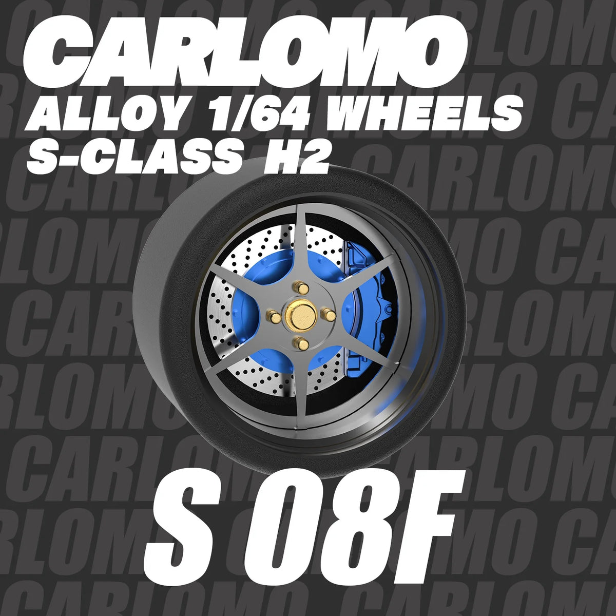 Carlomo S-Class Brand New 1/64 Alloy Wheels Rubber Tires with Brake Disc Assembly Rims for Model Diecast Car for model cars