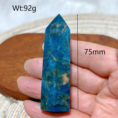 Natural Crystal Blue Flashy Apatite Tower Healing Gemstones High Quality Mineral Reiki Ornament Home Decorations Gift