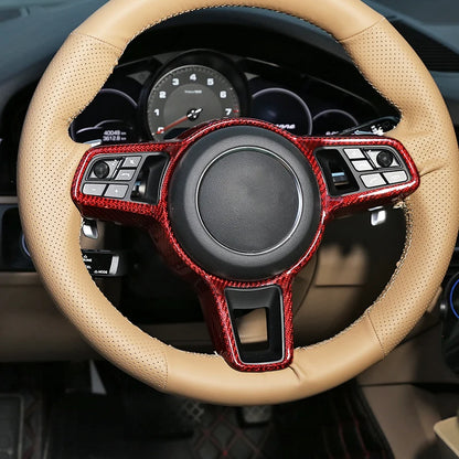 For Porsche Panamera Cayenne Macan 911 718 918 2014-2024 Real Carbon Fiber Car Steering Wheel Decorative Frame  Auto Accessories