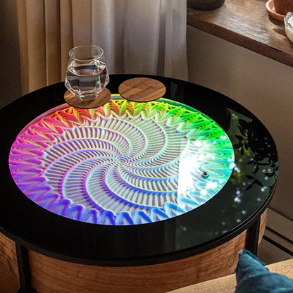 Automatic Sand Art Coffee Table, Magnetic Ball Quicksand Dynamic Art, Kinetic Meditation Sand Sculpture Round Table