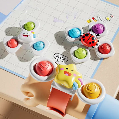 Suction Cup Spinning Cartoon Animal、Insects Spinner Toys Baby High Chair Window Gyro Stress Reliever Kids Bath Toys Gift