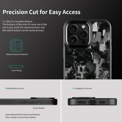 Real Carbon Fiber Armor100% Cover For IPhone 16Promax 15 Pro Max 14 13 12 11 Case Metal Frame Wireless Charge Forged Fiber Cover
