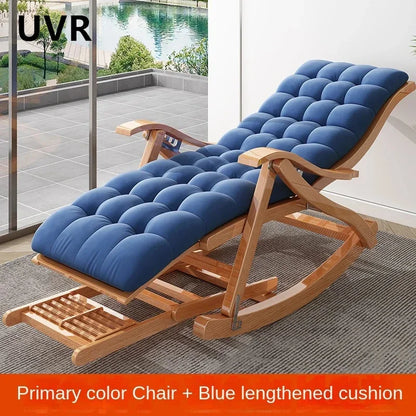 UVR Folding Rocking Chair Adult Bamboo Lounge Chair Home Balcony Leisure Armchair Armchair Lazy Sofa Rattan Chair