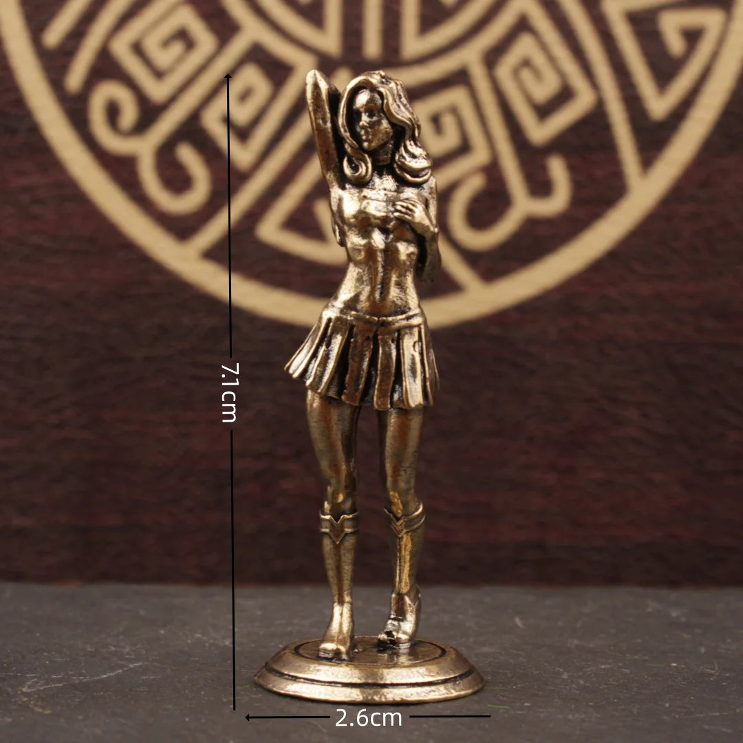 Brass Bikini Girl Sculpture Retro Figurine Art Deco Desktop Ornament Unique Office Desk Decor Collectible Gift For Adult