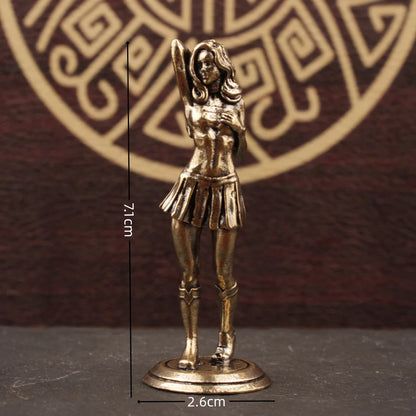 Brass Bikini Girl Sculpture Retro Figurine Art Deco Desktop Ornament Unique Office Desk Decor Collectible Gift For Adult