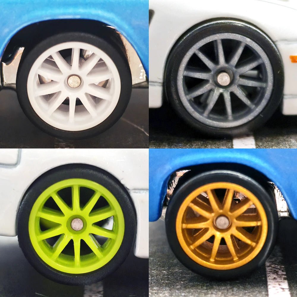 1/64 RLC Premium Wheels with Rubber Slick Tires for 10 Spokes Model Car Refitting Parts D:11mm (1 Set)