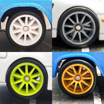 1/64 RLC Premium Wheels with Rubber Slick Tires for 10 Spokes Model Car Refitting Parts D:11mm (1 Set)