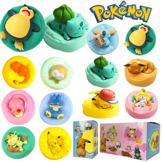 Anime Poké Mon Blind Box Model Figure 1-12 Pcs Pikachu Sleep Series Interior Hand Sleeping Position Toys Gift for Sfriends