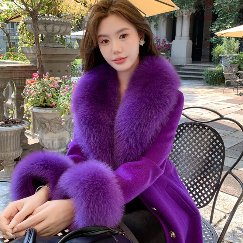 Real Fox Fur Collar Women Natural Fur Scarf And Cuff Set Luxury Women Coat Jacket Fur Shawl Neck Warm Scarves Fashion Fur Shawl
