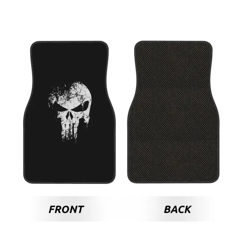 Skeleton Skull Car Floor Mats Set of 4 Pieces Heavy Metal Car Front and Rear Foot Mats Universal with Non Slip Rubber Backing
