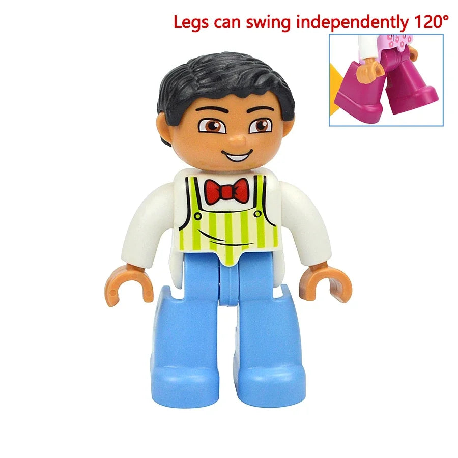 Figures Dolls Big Size Building Blocks Family Action Workers Doctor Police Farmer Compatible Large Bricks Duploes Kid Toys