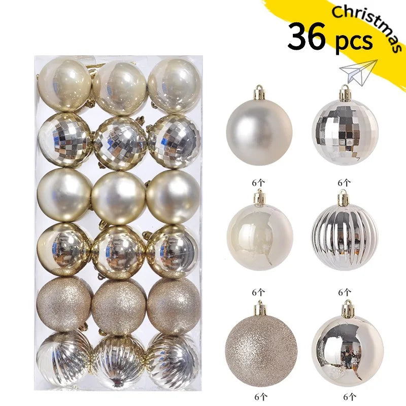 36p Christmas Alien Ball Pendant Christmas Tree Decoration Pendant Set Christmas Ball Festival Decoration Scene Arrangement