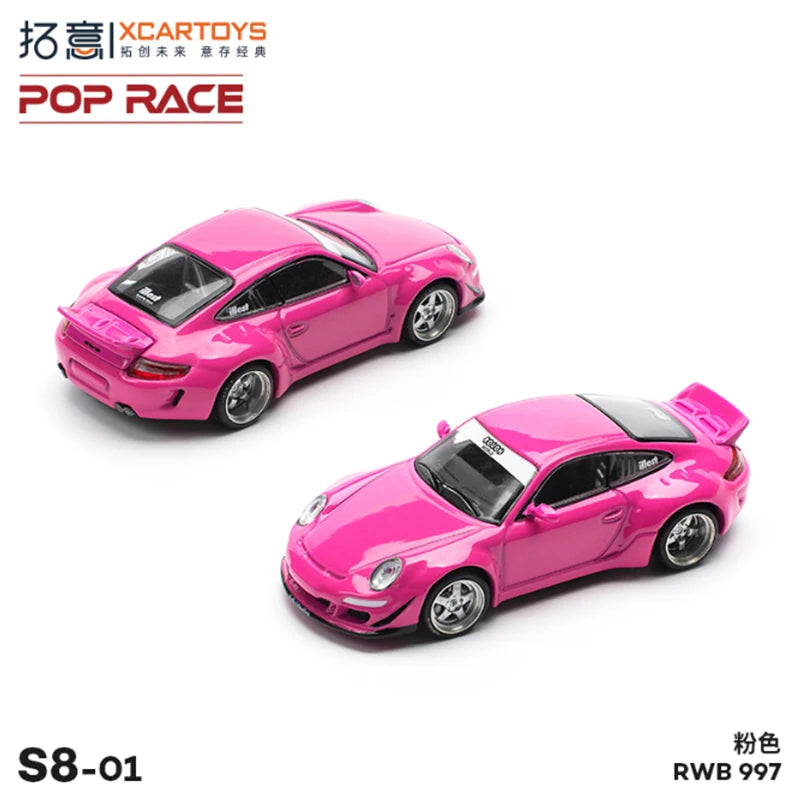XCARTOYS POP RACE 1/64 Porsche 992 Stinger GTR SINGER 964 SINGER DLS Turbo Study RWB 997 Cars Alloy Diecast Model Kids Toys Boys