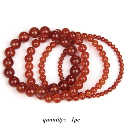 1PC Red Agates Bracelet 4/6/8/10MM Natural Agates Carnelian Stone Bead Stretch Bangle High Quality Jewelry Gift For Women Men
