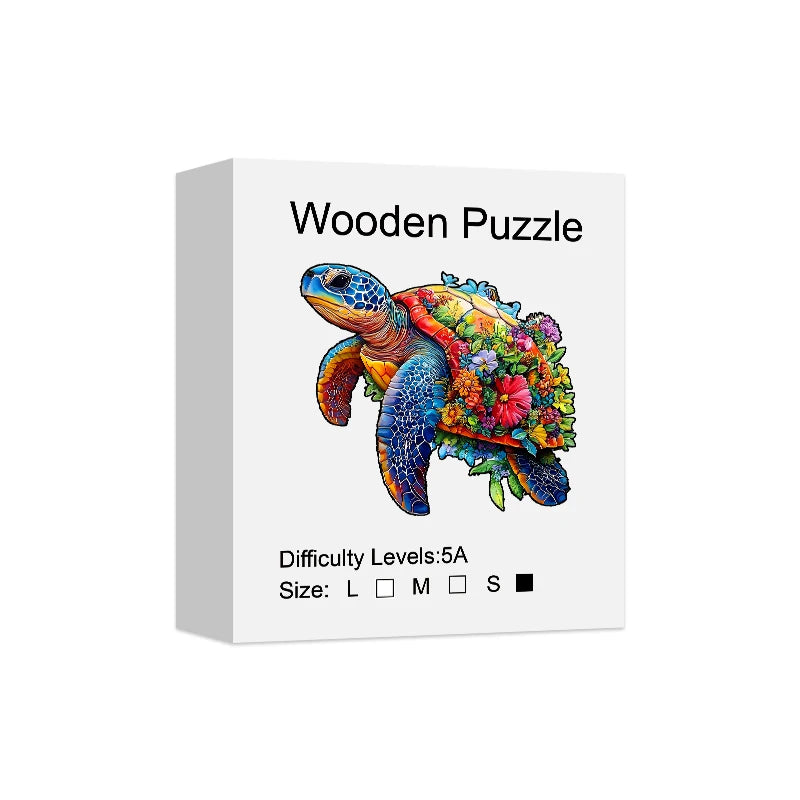 Flower Sea Turtle Wooden Puzzle, Irregular Animal Shaped Pieces, High-difficulty Magic Puzzle Intellectual Toys