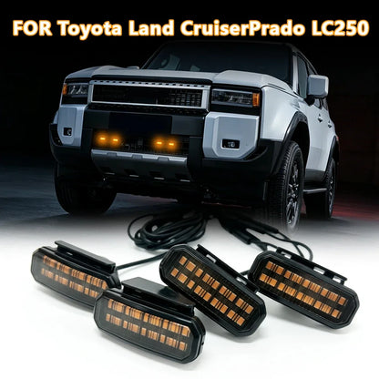 For Toyota Land Cruiser Prado LC250 LED Grille Light Front Bumper Safety Warning Signal Lamp With Wiring Harness