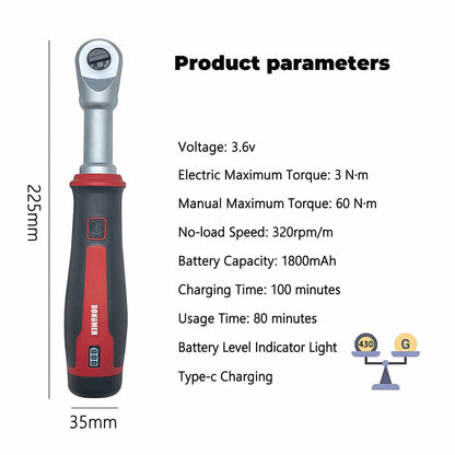 3.6V Ratchet Electric Wrench, 320 rpm, 1/4“ and 3/8” Auto/Manual Rechargeable Wrench, Automotive Repair Tool, Type-C Port