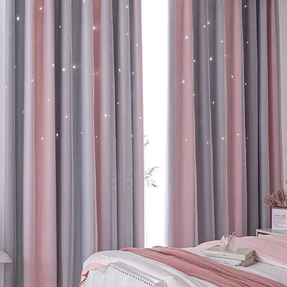 Blackout Kids Curtains for Bedroom Thermal Insulated Silver Twinkle Star Curtains for Boys Antique Grommet Top Window Treatment