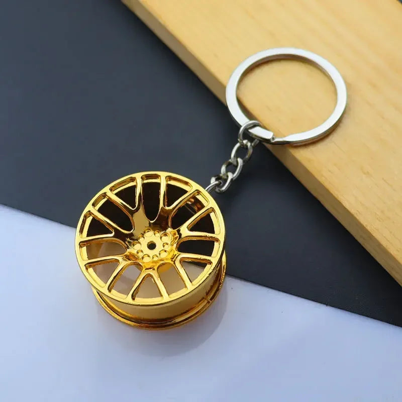 Metal Mini Car Auto Creative Wheel Keychain Parts Auto Enthusiast  Accessories KeyKeyring Ring Chain for Men Woman Lover Gift