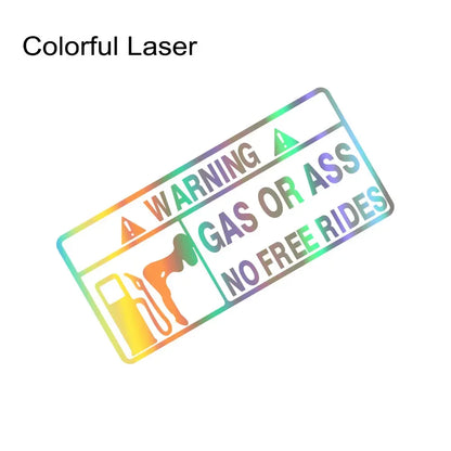 15x7cm Gas or Ass Car Sticker Window Windshield Creative Free Ride Vinyl Decals for Truck Motorcycle Vans Pickup Fuel Tank Decal