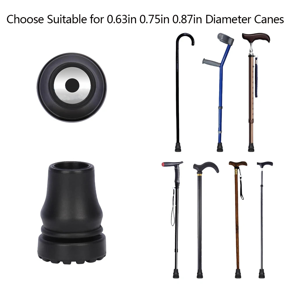 2Pcs Rubber Cane Tips Heavy Duty Walking Cane Tips Anti-Slip Replacement for Canes Walking Sticks Hiking Sticks Seniors Crutches